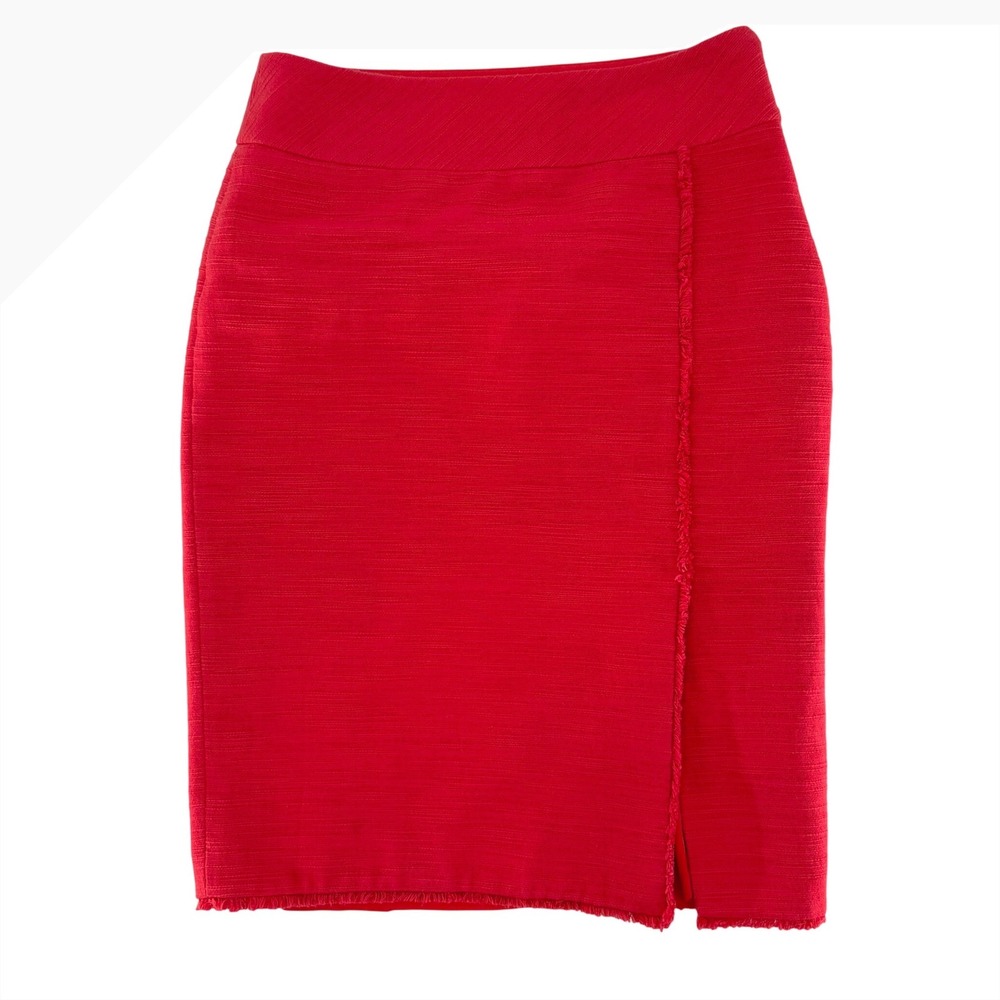 Banana Republic Petite Red Textured Pencil Skirt Front‎ Slit Size 8 Office